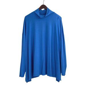 J.Jill Wearever Womens Plus Size 3X Lightweight Pullover Turtleneck Top Blue